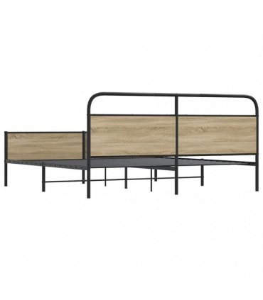 vidaXL Metal Bed Frame without Mattress Smoked Oak 193x203 cm