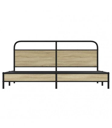 vidaXL Metal Bed Frame without Mattress Sonoma Oak 193x203 cm