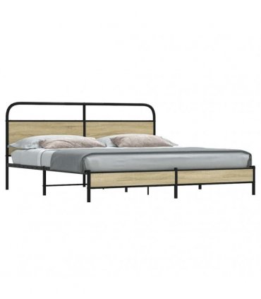 vidaXL Metal Bed Frame without Mattress Sonoma Oak 200x200 cm