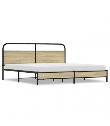 vidaXL Metal Bed Frame without Mattress Sonoma Oak 200x200 cm