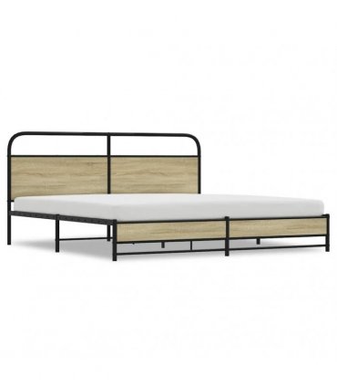 vidaXL Metal Bed Frame without Mattress Sonoma Oak 193x203 cm
