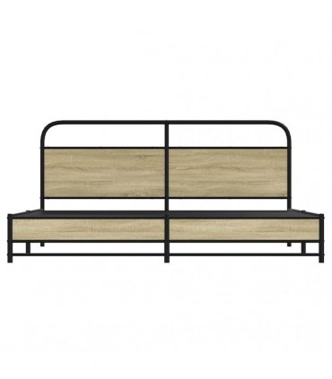 vidaXL Metal Bed Frame without Mattress Sonoma Oak 193x203 cm
