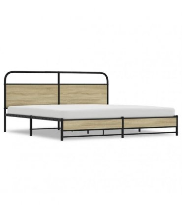 vidaXL Metal Bed Frame without Mattress Sonoma Oak 200x200 cm