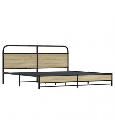 vidaXL Metal Bed Frame without Mattress Sonoma Oak 200x200 cm