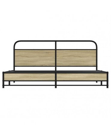 vidaXL Metal Bed Frame without Mattress Sonoma Oak 200x200 cm