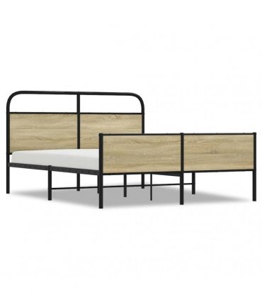 vidaXL Metal Bed Frame without Mattress Sonoma Oak 150x200 cm