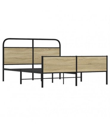 vidaXL Metal Bed Frame without Mattress Sonoma Oak 150x200 cm