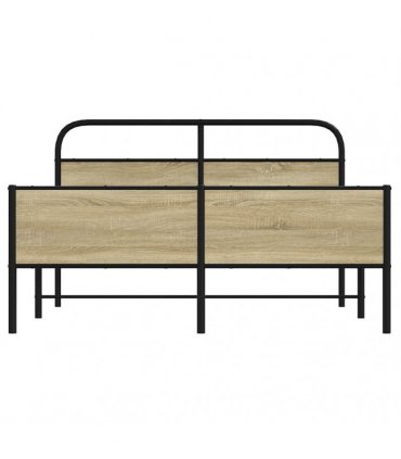 vidaXL Metal Bed Frame without Mattress Sonoma Oak 150x200 cm