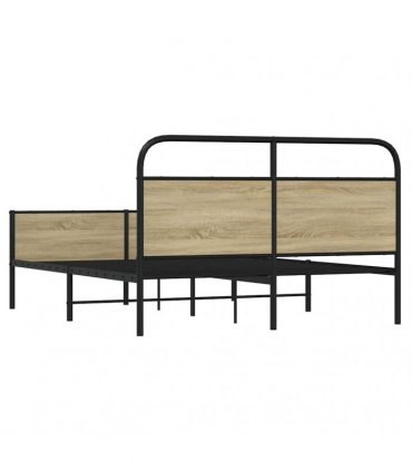 vidaXL Metal Bed Frame without Mattress Sonoma Oak 150x200 cm