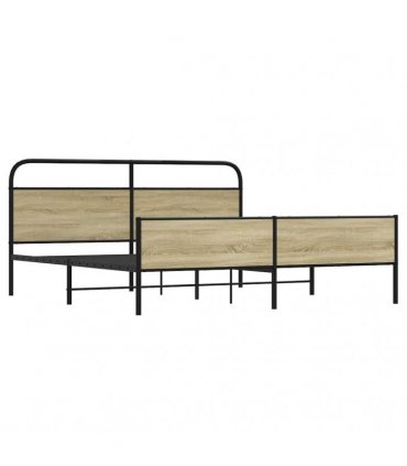 vidaXL Metal Bed Frame without Mattress Sonoma Oak 193x203 cm