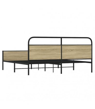 vidaXL Metal Bed Frame without Mattress Sonoma Oak 193x203 cm