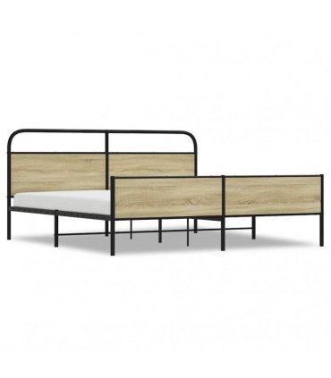 vidaXL Metal Bed Frame without Mattress Sonoma Oak 200x200 cm