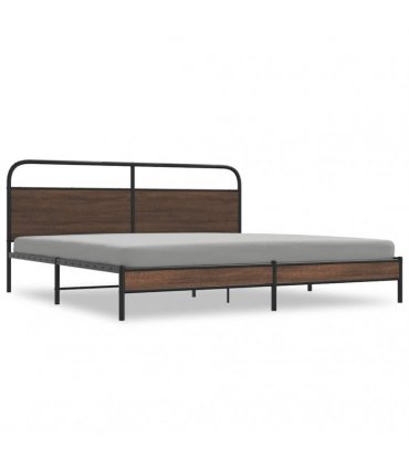 vidaXL Metal Bed Frame without Mattress Brown Oak 183x213 cm