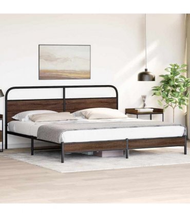 vidaXL Metal Bed Frame without Mattress Brown Oak 183x213 cm