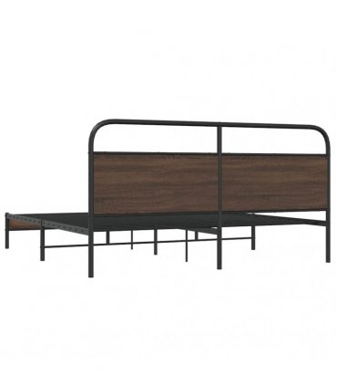 vidaXL Metal Bed Frame without Mattress Brown Oak 200x200 cm