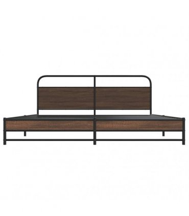 vidaXL Metal Bed Frame without Mattress Brown Oak 183x213 cm