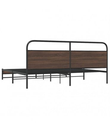 vidaXL Metal Bed Frame without Mattress Brown Oak 183x213 cm