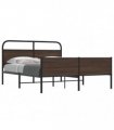 vidaXL Metal Bed Frame without Mattress Brown Oak 150x200 cm