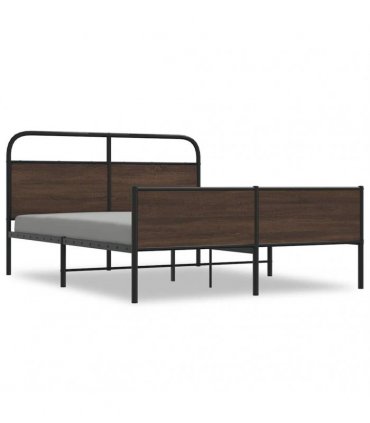 vidaXL Metal Bed Frame without Mattress Brown Oak 150x200 cm