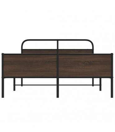 vidaXL Metal Bed Frame without Mattress Brown Oak 150x200 cm