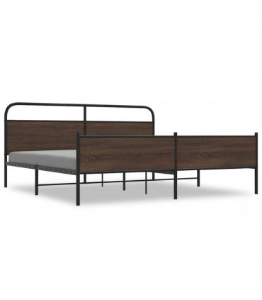 vidaXL Metal Bed Frame without Mattress Brown Oak 193x203 cm