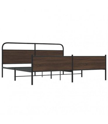 vidaXL Metal Bed Frame without Mattress Brown Oak 193x203 cm