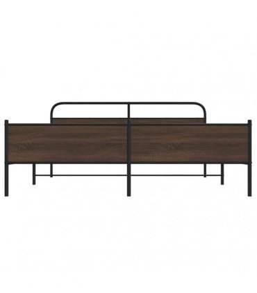 vidaXL Metal Bed Frame without Mattress Brown Oak 193x203 cm