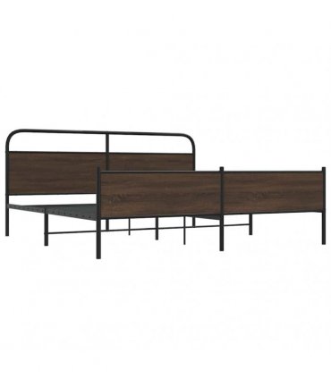 vidaXL Metal Bed Frame without Mattress Brown Oak 200x200 cm