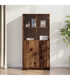 vidaXL Highboard with Doors Old Wood 68x37x142 cm Engineered Wood
