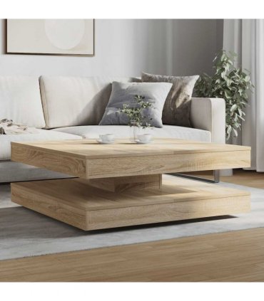 vidaXL Coffee Table 360-Degree Rotatable Sonoma Oak 90x90x34,5 cm