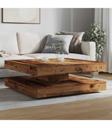 vidaXL Coffee Table 360-Degree Rotatable Old Wood 90x90x34,5 cm