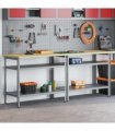 vidaXL Work Bench Set 2 pcs Beige and Grey 200 x 55 x 85 cm Steel