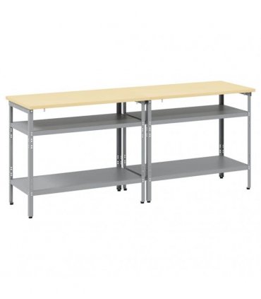 vidaXL Work Bench Set 2 pcs Beige and Grey 200 x 55 x 85 cm Steel