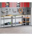 vidaXL Work Bench Set 3 pcs Beige and Grey 255 x 55 x 85 cm Steel