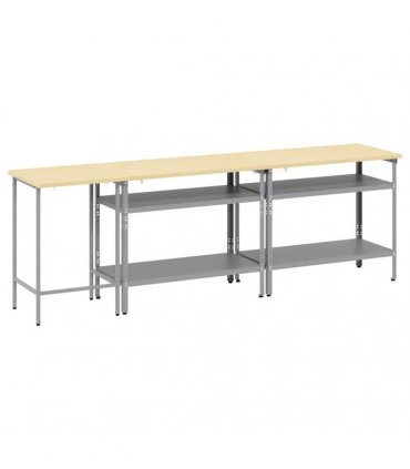 vidaXL Work Bench Set 3 pcs Beige and Grey 255 x 55 x 85 cm Steel