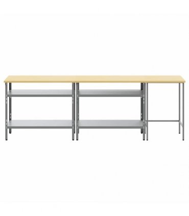 vidaXL Work Bench Set 3 pcs Beige and Grey 255 x 55 x 85 cm Steel