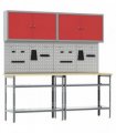 vidaXL Work Bench Set 8 pcs Red and Grey 200 x 55 x 200 cm Steel