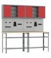 vidaXL Work Bench Set 8 pcs Red and Grey 200 x 55 x 200 cm Steel
