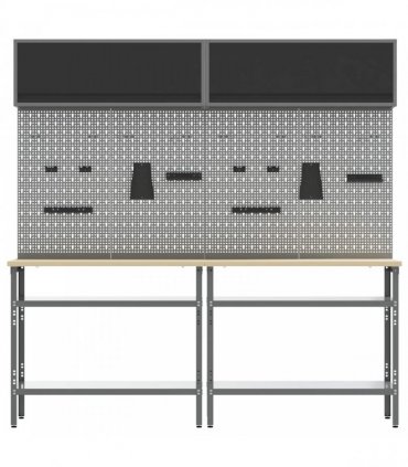 vidaXL Work Bench Set 8 pcs Black and Grey 200 x 55 x 200 cm Steel