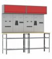 vidaXL Work Bench Set 8 pcs Red and Grey 200 x 55 x 200 cm Steel