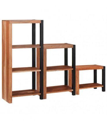 vidaXL Bookshelf 6-Tier 3 pcs 50 x 30 x 110 cm Solid Acacia Wood Brown