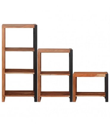 vidaXL Bookshelf 6-Tier 3 pcs 50 x 30 x 110 cm Solid Acacia Wood Brown