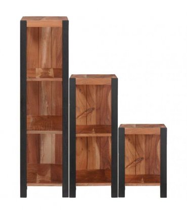 vidaXL Bookshelf 6-Tier 3 pcs 50 x 30 x 110 cm Solid Acacia Wood Brown