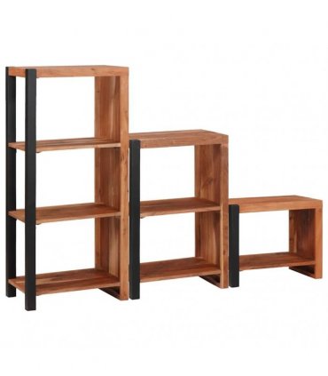 vidaXL Bookshelf 6-Tier 3 pcs 50 x 30 x 110 cm Solid Acacia Wood Brown