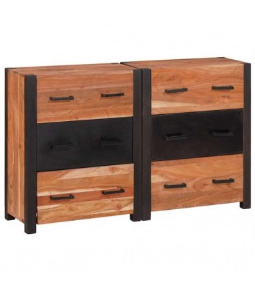 vidaXL Sideboard 3 pcs Brown 110 x 30 x 75 cm Solid Acacia Wood