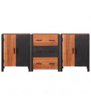vidaXL Sideboard 3 pcs Brown 55 x 30 x 75 cm Solid Acacia Wood