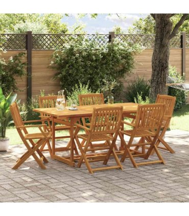 vidaXL 7 Piece Garden Dining Set 180x90x75 cm Solid Wood Acacia