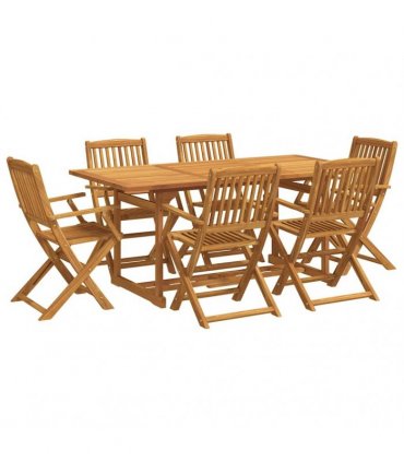vidaXL 7 Piece Garden Dining Set 180x90x75 cm Solid Wood Acacia