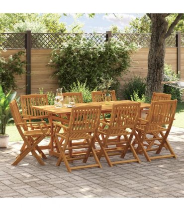 vidaXL 9 Piece Garden Dining Set 180x90x75 cm Solid Wood Acacia
