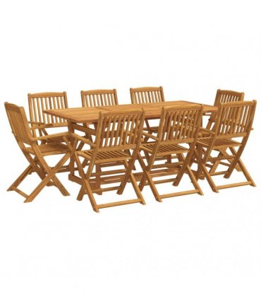 vidaXL 9 Piece Garden Dining Set 180x90x75 cm Solid Wood Acacia